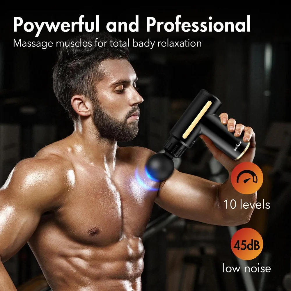10 Speed Deep Tissue Muscle Massage Gun with 4 Massage Heads for Neck & Back Relief