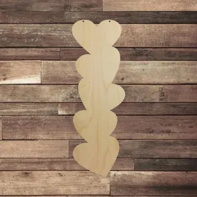 5 Stacked Hearts Wood Craft Cutout