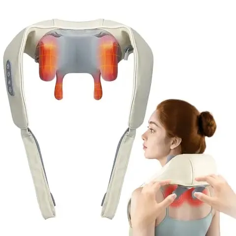 6D Deep Tissue Wireless Shiatsu Massager with Heat I Neck, Back, Legs & Shoulder Pain Relief I Electric Kneading Neck Massager