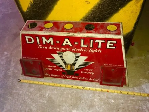 Antique 1910-1920s DIM-A-LITE Counter Display RARE! Turn Down Electric Lights