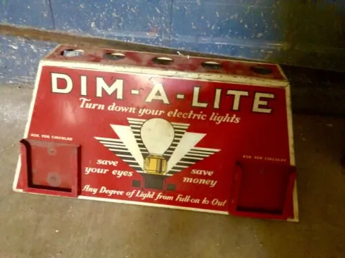 Antique 1910-1920s DIM-A-LITE Counter Display RARE! Turn Down Electric Lights
