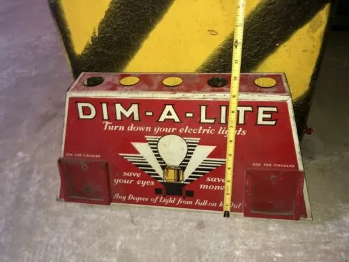 Antique 1910-1920s DIM-A-LITE Counter Display RARE! Turn Down Electric Lights