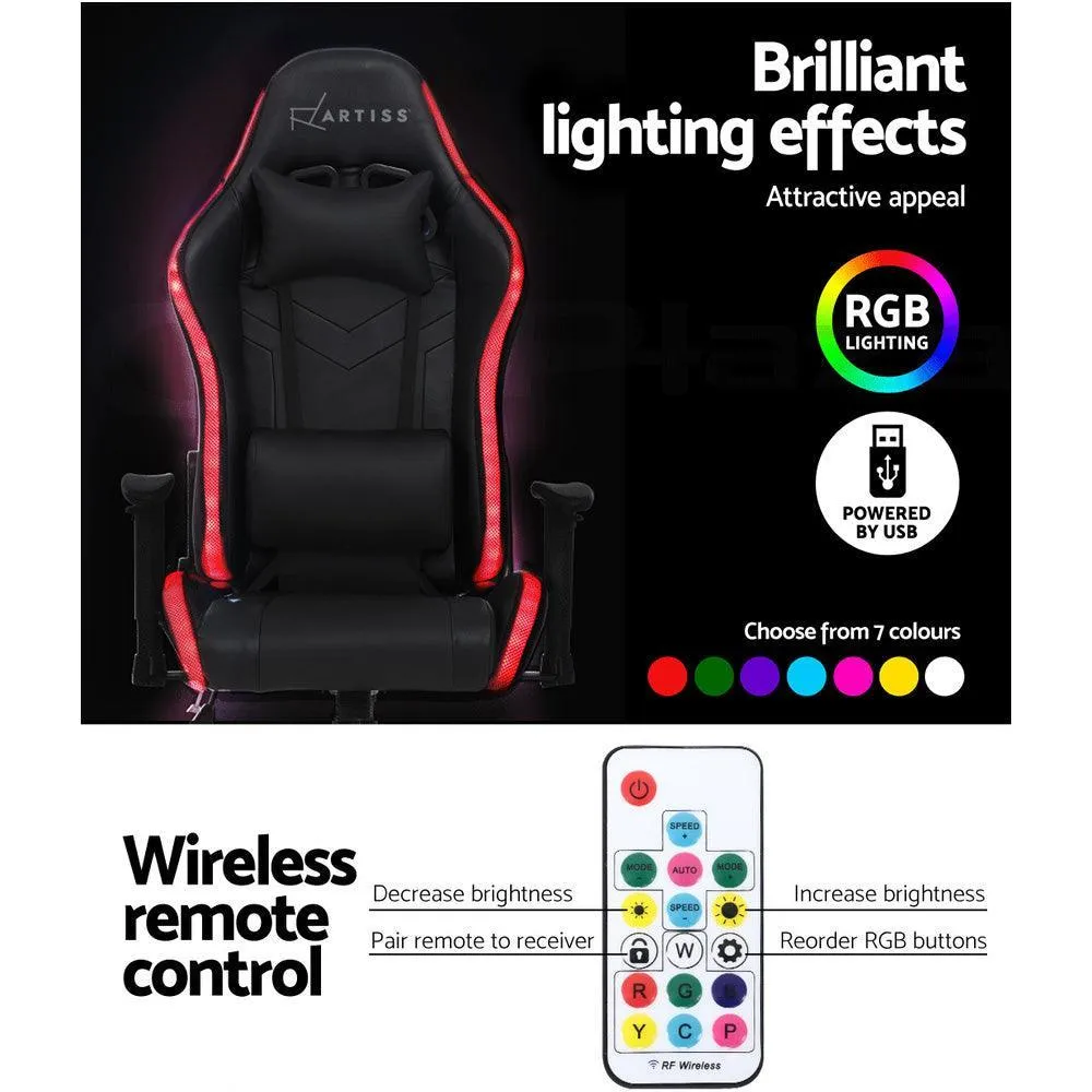 Artiss Gaming Office Chair RGB LED Lights Computer Desk Chair Home Work Chairs