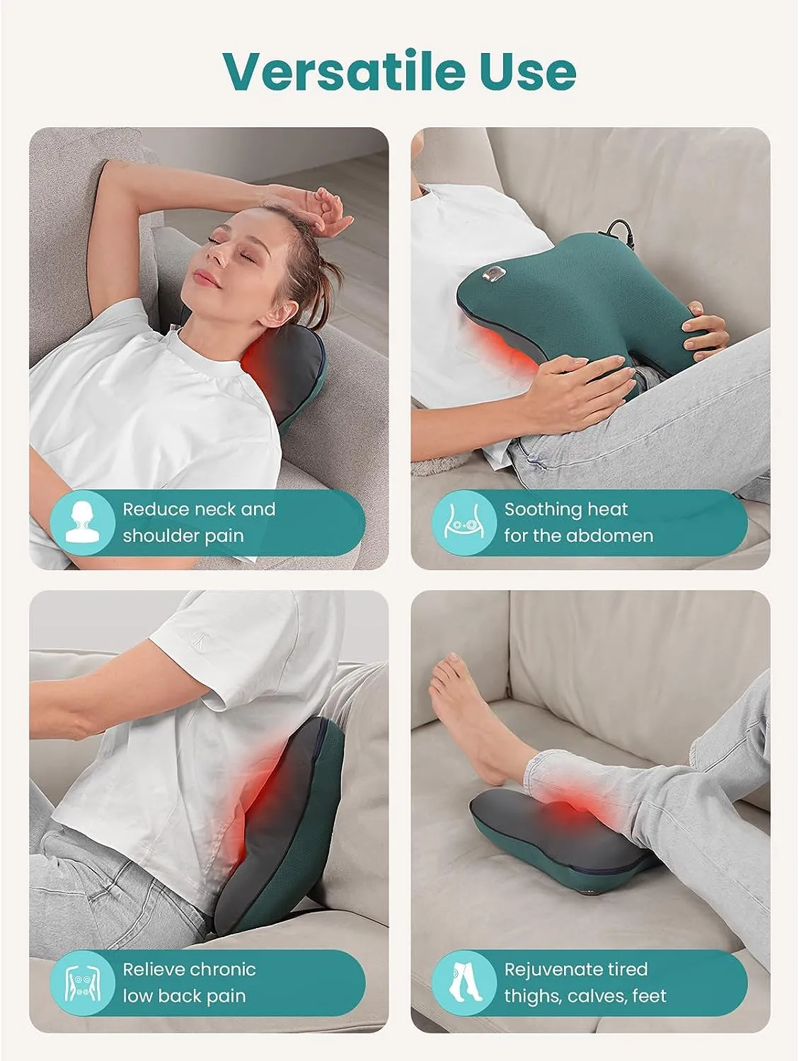 BOB AND BRAD Back & Neck Massager with Heat, Massage Pillow for Pain Relief Deep Tissue