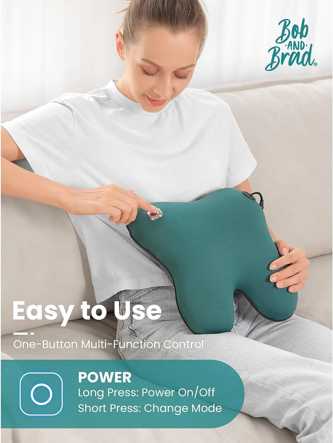 BOB AND BRAD Back & Neck Massager with Heat, Massage Pillow for Pain Relief Deep Tissue