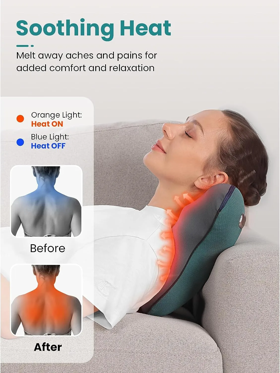 BOB AND BRAD Back & Neck Massager with Heat, Massage Pillow for Pain Relief Deep Tissue