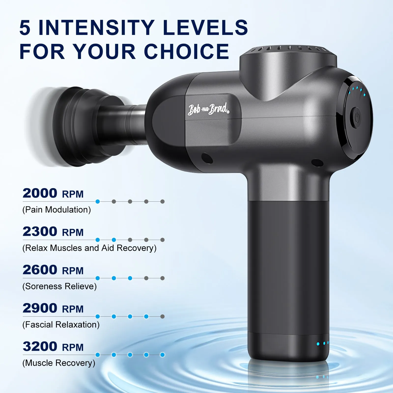 BOB AND BRAD C2 Massage Gun Deep Tissue Percussion Muscle Massager with 5 Speeds   5 Heads