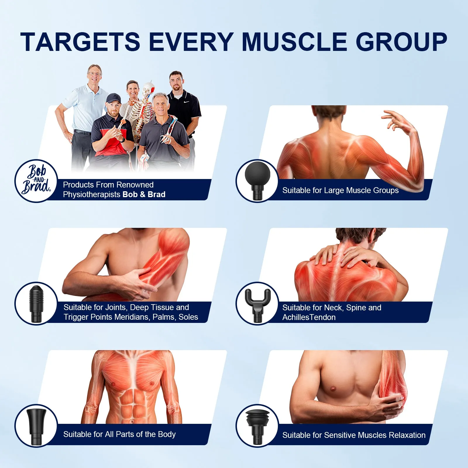 BOB AND BRAD C2 Massage Gun Deep Tissue Percussion Muscle Massager with 5 Speeds   5 Heads