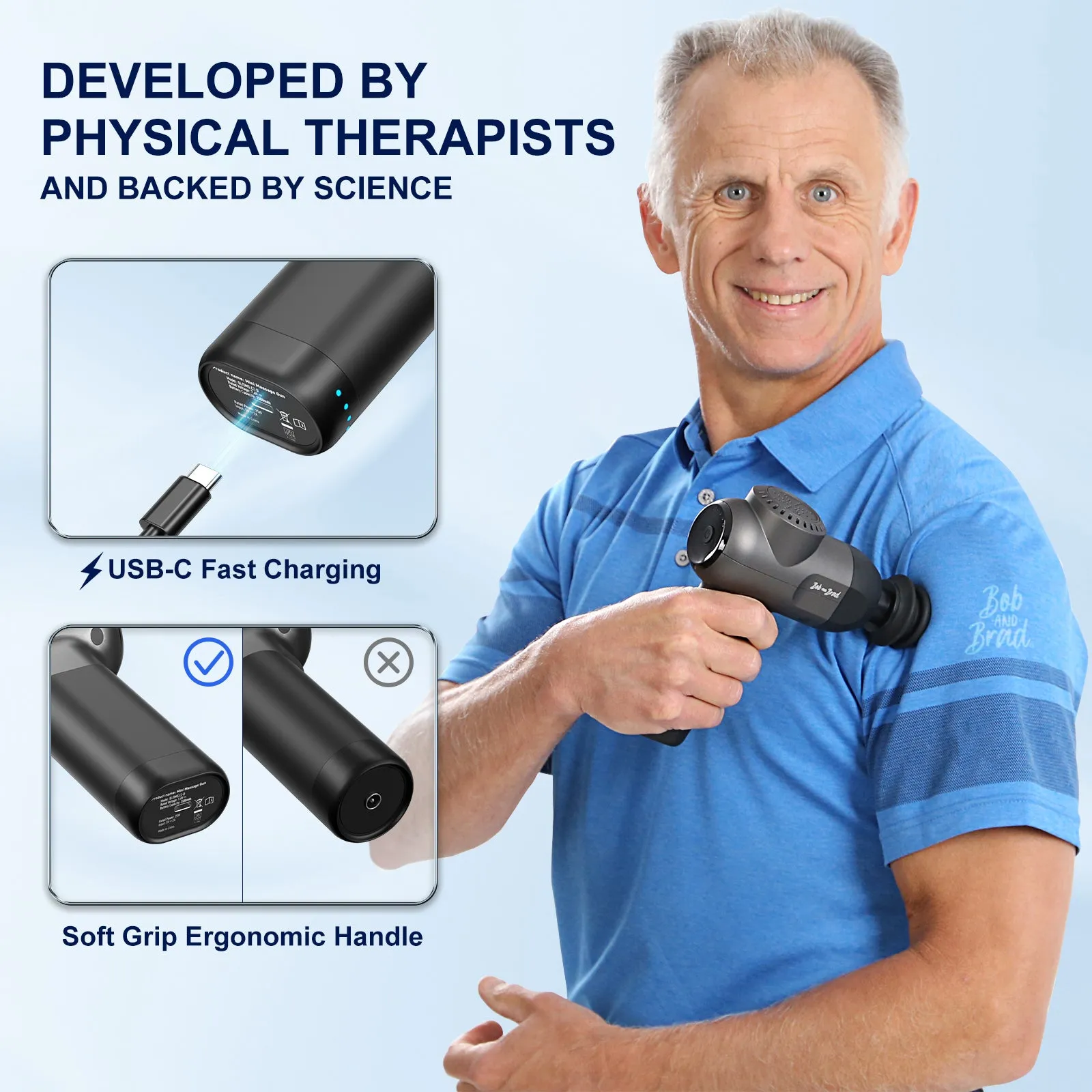 BOB AND BRAD C2 Massage Gun Deep Tissue Percussion Muscle Massager with 5 Speeds   5 Heads