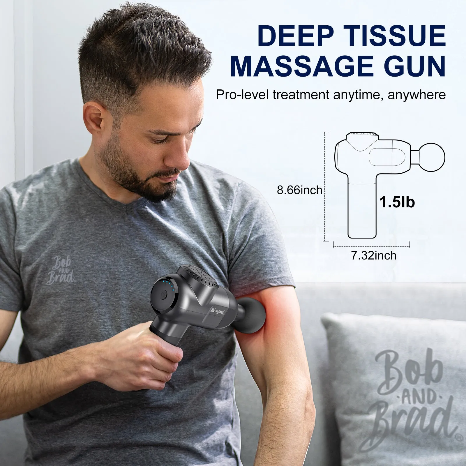 BOB AND BRAD C2 Massage Gun Deep Tissue Percussion Muscle Massager with 5 Speeds   5 Heads