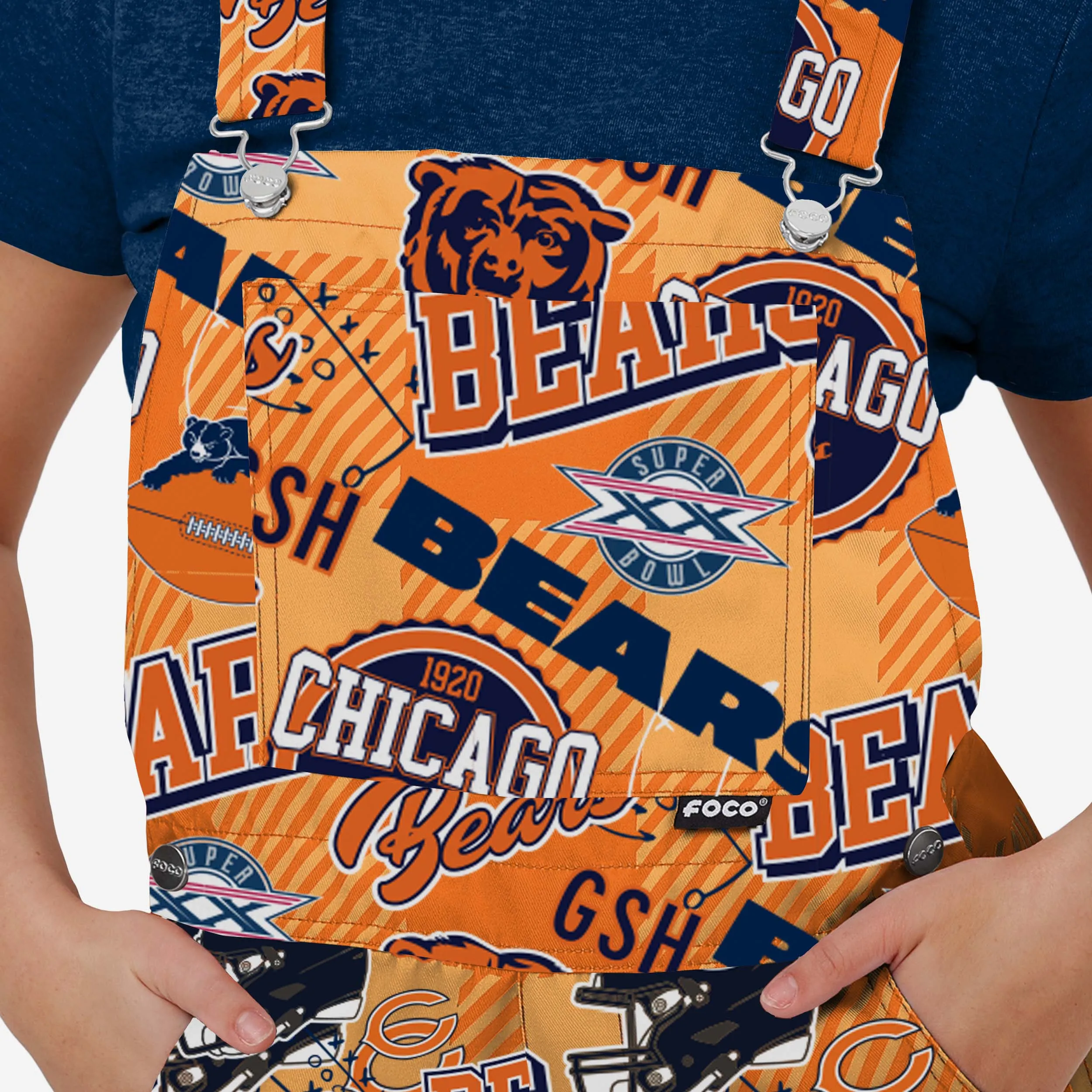 Chicago Bears Womens Historic Print Bib Overalls