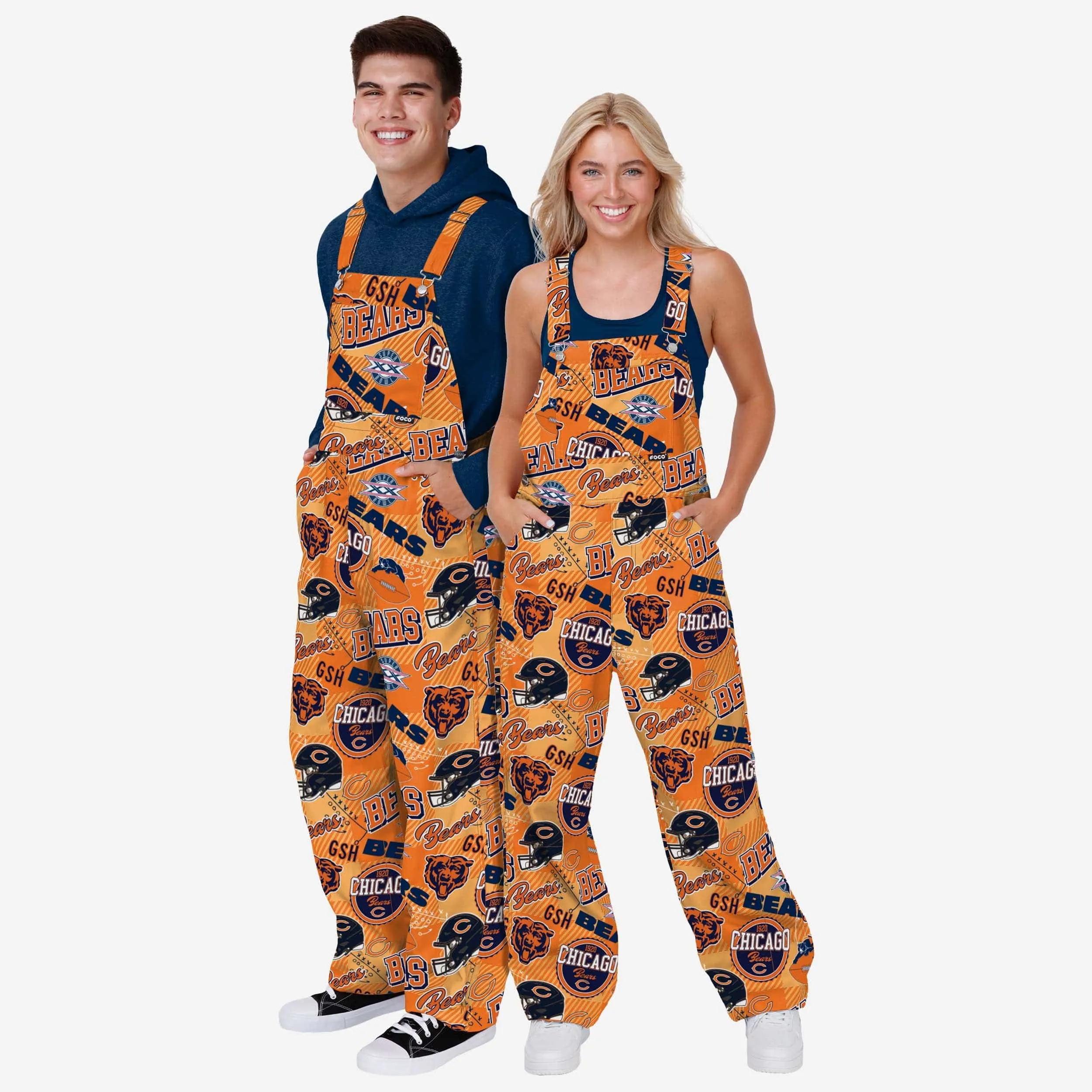 Chicago Bears Womens Historic Print Bib Overalls
