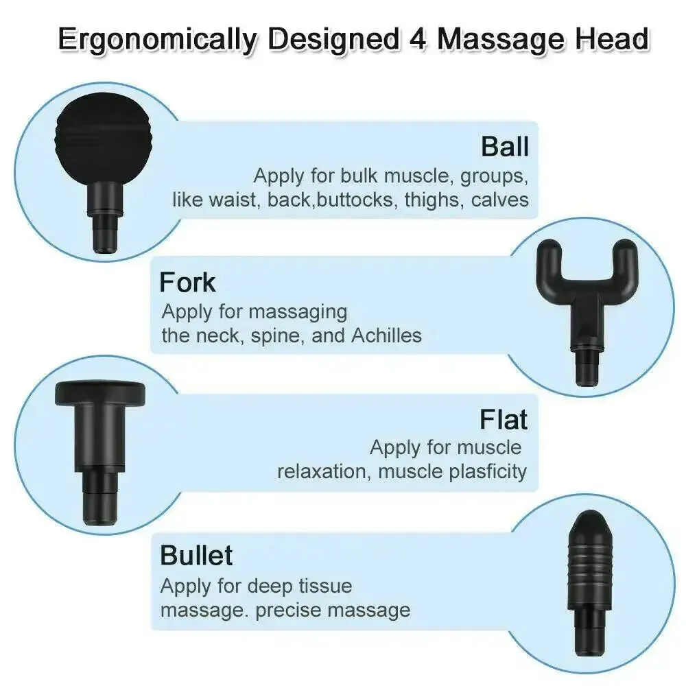 Deep Tissue Massage Gun Percussion Massager   4 Heads