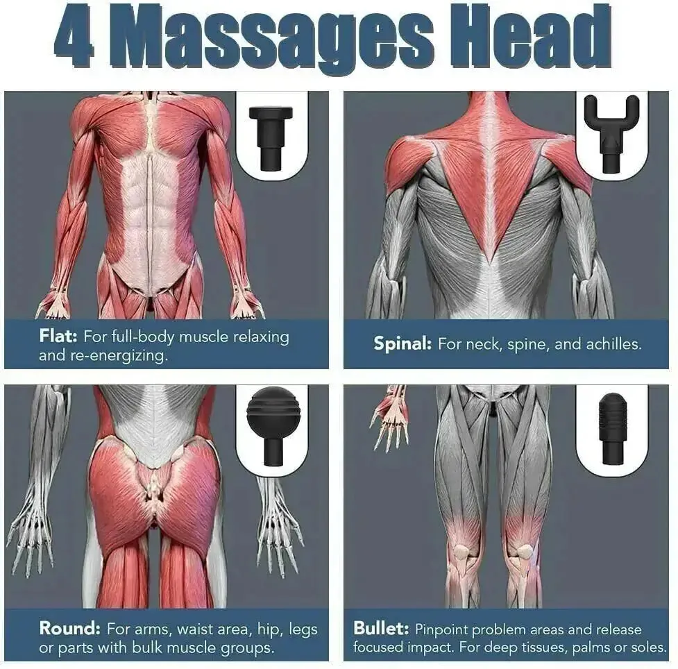 Deep Tissue Massage Gun Percussion Massager   4 Heads