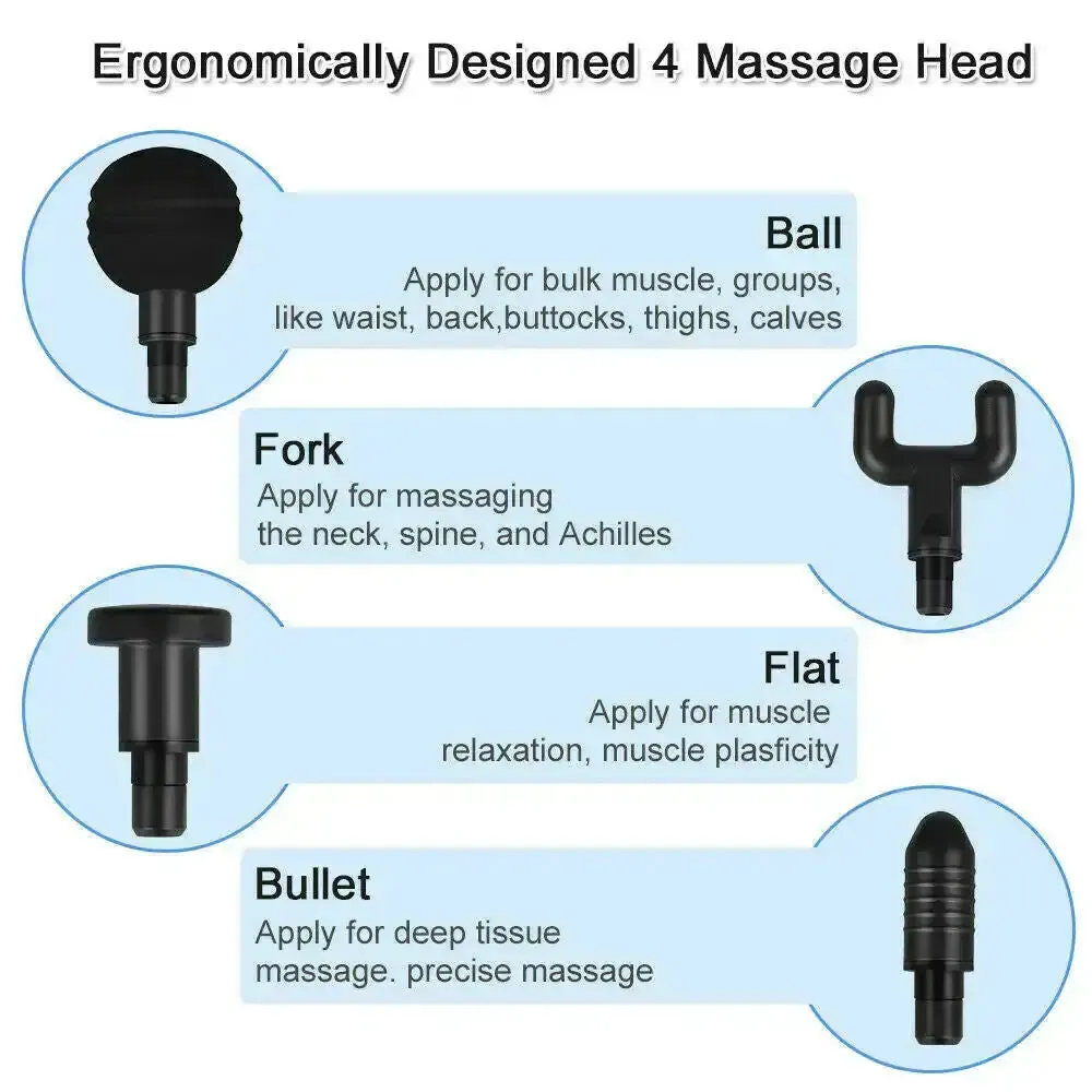 Deep Tissue Massage Gun Percussion Massager   4 Heads