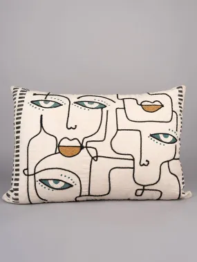 DOODLE DREAM SERENITY - EMBROIDERED LUMBAR CUSHION COVER