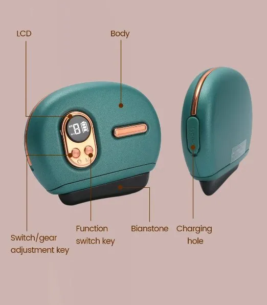 Electric Gua Sha Massager Hot Stone Heating Vibration - Facial Body Heating LCD Screen Lightweight Stone