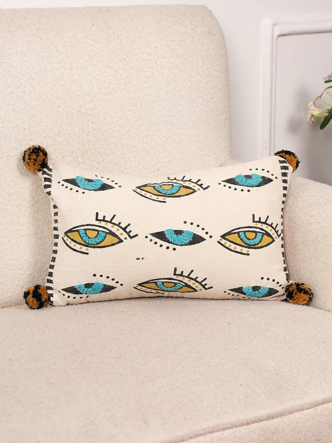 EYE OF SUNSHINE - BLOCK PRINTED LUMBAR CUSHION COVER