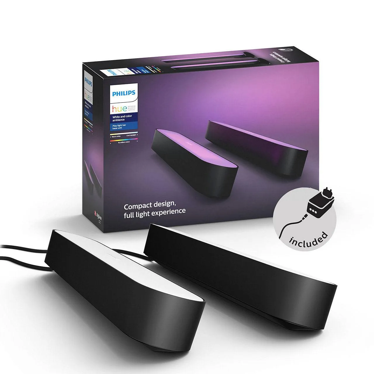 Philips Hue White and Colour Ambiance Play Light Bar Double PK - Black | 915005733901