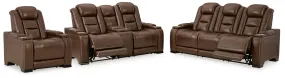 The Man-Den Sofa, Loveseat and Recliner in Mahogany